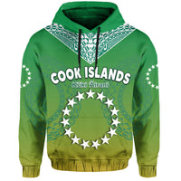 Custom Cook Islands Hoodie Circle Pattern Mix Sea Turtle Green Version LT14 - Polynesian Pride