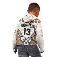 Custom Text and Number Fiji Rugby Bati Hoodie KID Proud Tapa Pattern LT13 - Polynesian Pride