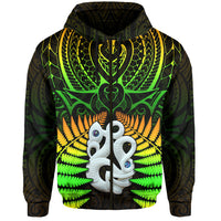 (Custom Text and Number) Aotearoa Fern Hoodie New Zealand Hei Tiki Special Style LT13 Zip Hoodie Green - Polynesian Pride