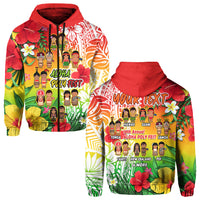Custom Aloha Poly Fest Hoodie Polynesian Pattern With Tropical Flowers LT14 Zip Hoodie Reggae - Polynesian Pride