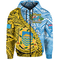Tuvalu 1978 Hoodie Happy 44th Independence Anniversary Polynesian Pattern LT14 Zip Hoodie Yellow - Polynesian Pride