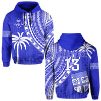 (Custom Text and Number) Fiji Rugby Sevens Hoodie Fijian 7s Tapa Polynesian Blue Ver.02 LT13 Blue - Polynesian Pride