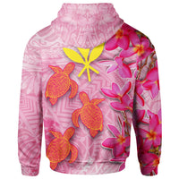 Hawaii Hoodie Polynesian Pink Plumeria Turtle - Polynesian Pride