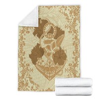 Hawaii Anchor Hibiscus Flower Vintage Premium Blankets - AH - Beige - Polynesian Pride