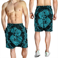 Hawaii Anchor Hibiscus Flower Vintage Men's Shorts - AH - Blue - Polynesian Pride