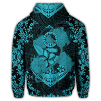 Hawaiian Anchor Hibiscus Flower Vintage Hoodie Blue - Polynesian Pride