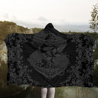 Hawaii Anchor Hibiscus Flower Vintage Hooded Blanket - AH - Grey - Polynesian Pride