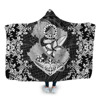 Hawaii Anchor Hibiscus Flower Vintage Hooded Blanket - AH Hooded Blanket White - Polynesian Pride