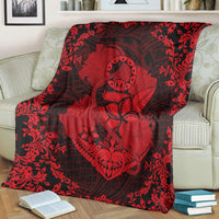 Hawaii Anchor Hibiscus Flower Vintage Premium Blankets - AH - Red - Polynesian Pride