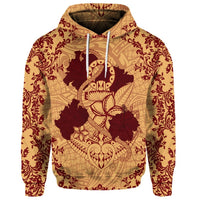 Custom Hawaii Anchor Hibiscus Flower Vintage Hoodie Red Orange - Polynesian Pride
