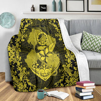 Hawaii Anchor Hibiscus Flower Vintage Premium Blankets - AH - Yellow - Polynesian Pride