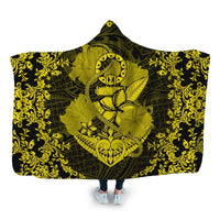 Hawaii Anchor Hibiscus Flower Vintage Hooded Blanket - AH - Yellow Hooded Blanket White - Polynesian Pride