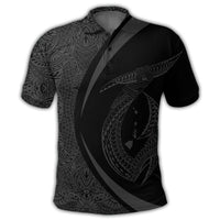 Hawaii Fish Hook Polynesian Polo Shirt Circle Style Gray - Polynesian Pride