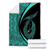 Hawaii Fish Hook Polynesian Premium Blankets - Circle Style Turquoise - AH - Polynesian Pride