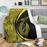 Hawaii Fish Hook Polynesian Premium Blankets - Circle Style Yellow - AH - Polynesian Pride