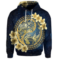 Custom Hawaii Galaxay Yin Yang Turtle Shark Hibiscus Plumeria Hoodie - Polynesian Pride