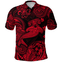Custom Hawaii Hammer Shark Polynesian Polo Shirt Unique Style Red LT8 Red - Polynesian Pride