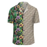 Hawaii Hibiscus And Plumeria Green Lauhala Moiety Hawaiian Shirt - Polynesian Pride