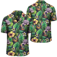 Hawaii Hibiscus And Plumeria Green Hawaiian Shirt Unisex Black - Polynesian Pride