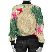 Hawaii Kanaka Maoli Palm Trees Turtle And Sharks Bomber Jacket - AH - Polynesian Pride