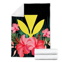 Hawaii Kanaka Tropical Hibiscus Premium Blankets - AH - Polynesian Pride