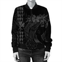 Hawaii Map Kanaka Polynesian Hula Girl Bomber Jacket Grey - AH - J5R - Polynesian Pride