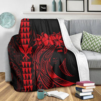 Hawaii Map Kanaka Polynesian Hula Girl Premium Blankets Red - AH - J5C - Polynesian Pride