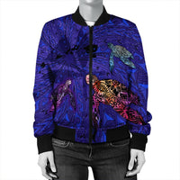 Hawaii Map Kanaka Turtle Bomber Jacket - Volcano Style - Galaxy - AH - Polynesian Pride