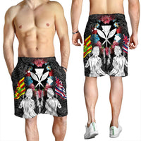 Hawaii Map Kanaka Two Men Holding Flag Men's Shorts - AH - Polynesian Pride