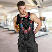 Hawaii Map Kanaka Two Men Holding Flag Tank Top Grey - AH - Polynesian Pride