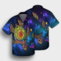Hawaii Map Turtle Galaxy Hawaiian Shirt - AH - Blue - Polynesian Pride