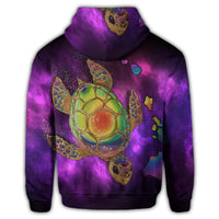Hawaiian Map Turtle Galaxy Hoodie Purple - Polynesian Pride