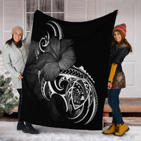 Hawaii Map Turtle Hibiscus Divise Polynesian Premium Blankets - AH - Polynesian Pride