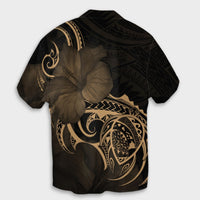 Hawaii Map Turtle Hibiscus Divise Polynesian Hawaiian Shirt Gold - AH - Polynesian Pride