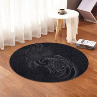 Hawaii Map Turtle Hibiscus Divise Polynesian Round Carpet Gray - AH - Polynesian Pride