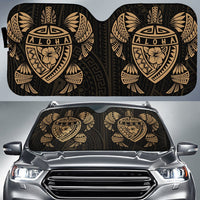 Hawaii Map Turtle Ohana Hibiscus Kakau Polynesian Car Sun Shade Auto Sun Shade Universal Fit Gold - Polynesian Pride