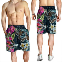 Hawaii Map Turtle Swimming Hibiscus Plumeria Moana Men's Shorts - AH - Polynesian Pride