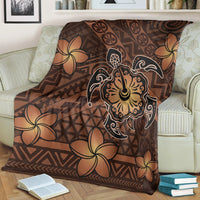 Hawaii Mix Polynesian Turtle Plumeria Premium Blankets - AH - Nick Style - Orange - Polynesian Pride