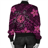 Hawaii Mix Polynesian Turtle Plumeria Bomber Jacket - AH - Nick Style - Pink - Polynesian Pride