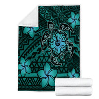 Hawaii Mix Polynesian Turtle Plumeria Premium Blankets - AH - Nick Style - Turquoise - Polynesian Pride