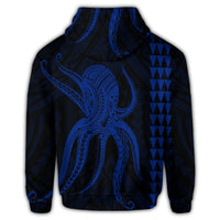 Hawaii Octopus KaKau Polynesian Zip Hoodie Blue - Polynesian Pride
