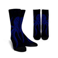 Hawaii Octopus KaKau Polynesian Crew Socks - Blue - AH Crew Socks White - Polynesian Pride
