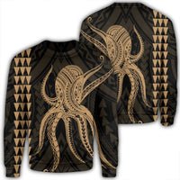 Hawaii Octopus KaKau Polynesian Sweatshirt - Gold - AH Unisex Black - Polynesian Pride