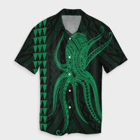 Hawaii Octopus KaKau Polynesian Hawaiian Shirt - Green - AH Unisex Black - Polynesian Pride