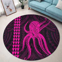 Hawaii Octopus KaKau Polynesian Round Carpet - Pink - AH - Polynesian Pride