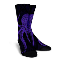 Hawaii Octopus KaKau Polynesian Crew Socks - Purple - AH - Polynesian Pride