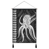 Hawaii Octopus KaKau Polynesian Hanging Poster - White - AH Hanging Poster Cotton And Linen - Polynesian Pride