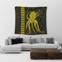 Hawaii Octopus KaKau Polynesian Tapestry - Yellow - AH - Polynesian Pride