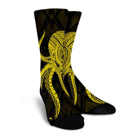 Hawaii Octopus KaKau Polynesian Crew Socks - Yellow - AH - Polynesian Pride