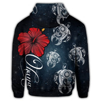 Hawaii Ohana Turtle Hibiscus Galaxy Zip Hoodie - Polynesian Pride
